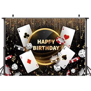 Hilioens 7×5ft Casino Birthday Backdrop for Men Gold Glitter Dots Bokeh Las Vegas Casino Night Background Party Banner Decoratins