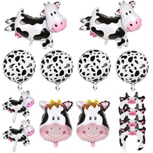 dremisi 14pcs cow balloons cute cow shape mylar foil balloons cow head balloons can float huge animal balloons black pink cow print balloons for baby shower 1st birthday farm animal theme party decor