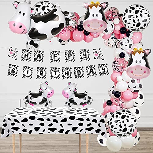 DREMISI 14Pcs Cow Balloons Cute Cow Shape Mylar Foil Balloons Cow Head Balloons Can Float Huge Animal Balloons Black Pink Cow Print Balloons for Baby Shower 1st Birthday Farm Animal Theme Party Decor