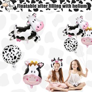 DREMISI 14Pcs Cow Balloons Cute Cow Shape Mylar Foil Balloons Cow Head Balloons Can Float Huge Animal Balloons Black Pink Cow Print Balloons for Baby Shower 1st Birthday Farm Animal Theme Party Decor