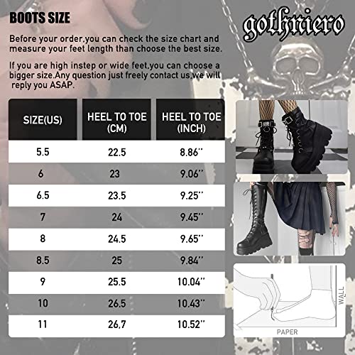 Gothniero Platform Boots Pink Goth Boots Chunky Heel Gothic Holographic Booties Knee High Women Combat Motorcycle Boots with Buckles Size 5-11