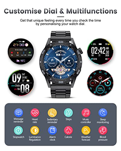 LIGE Smart Watch for Men with Bluetooth Answer/Make Call/Voice Speaker, Android iOS Smartwatch 1.32" Full Touch Screen IP67 Waterproof Fitness Tracker Watch with Heart Rate Sleep Monitor