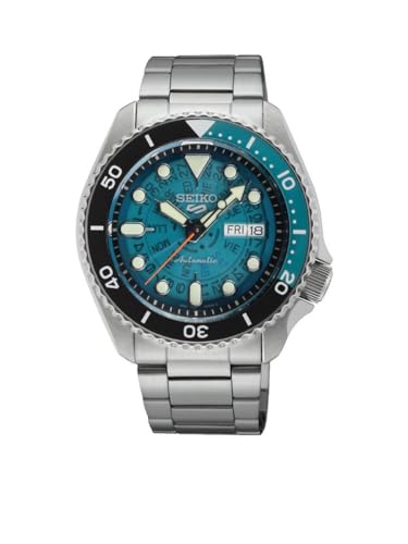 SEIKO 5 Sports SKX â€˜Skeleton Styleâ€™ Blue Dial SRPJ45K1, bracelet