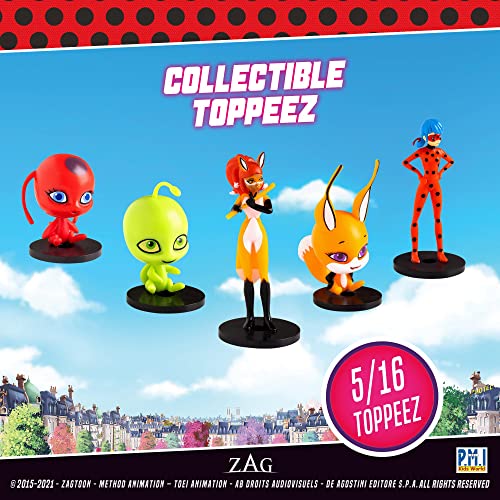 P.M.I. Miraculous Ladybug Designs Topeez | 5 Miraculous Ladybug Topeez Out of 16 Designs in 1 Pack | 4 Topeez and 1 Hidden Mystery Topeez | Licensed Kids’ Stationery (Assortment B)