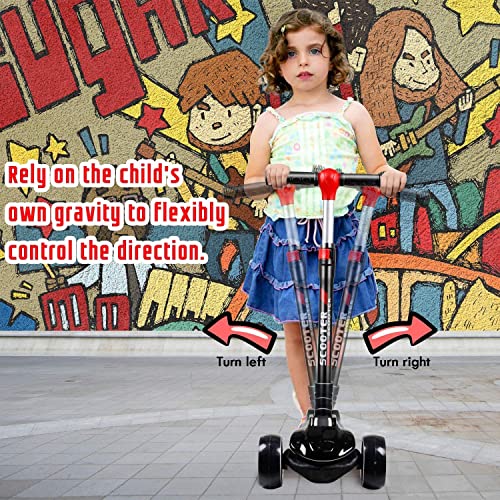 SISIGAD Scooters for Kids Ages 3-12, Toddler & Kids Scooter, 3 Wheel Scooters with Adjustable Height Handlebars, Foot Activated Brake, Mini Kick Scooter for Kids,Christmas Birthday Gifts