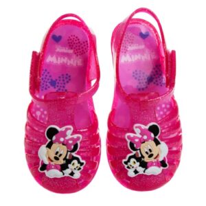 disney girls favorite characters jelly sandals - ballet summer slides beach water slip on, pink glittler (7 medium, toddler)
