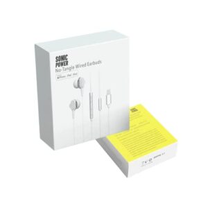 SonicPower No-Tangle Wired Earbuds (White)