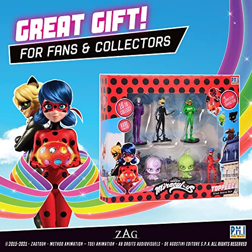 P.M.I. Miraculous Ladybug Designs Topeez | 8 Miraculous Ladybug Topeez Out of 16 Designs in 1 Pack | 6 Topeez and 2 Rare Hidden Mystery Topeez (Assortment B)