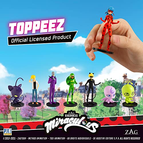 P.M.I. Miraculous Ladybug Designs Topeez | 8 Miraculous Ladybug Topeez Out of 16 Designs in 1 Pack | 6 Topeez and 2 Rare Hidden Mystery Topeez (Assortment B)