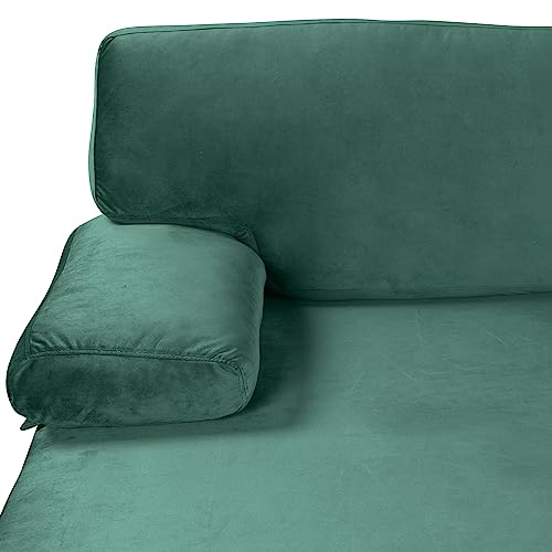 Casa Andrea Milano Modern Sectional Sofa L Shaped Velvet Couch, with Extra Wide Chaise Lounge and Gold Legs, Green