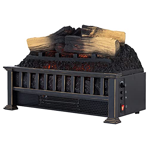 Country Living 20 inch Electric Log Set | 400 Sq Ft Heater - Faux Logs Insert with Infrared Flames for Existing Fireplaces | Remote Control Included