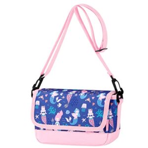 choco mocha girls crossbody purse for kids, girls messenger bag for little girls unicorn mermaid purse, christmas gift for kids girls, navy