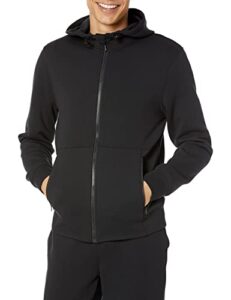 amazon essentials men's active sweat zip through hooded sweatshirt (available in big & tall), black, large