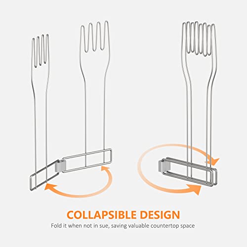 KORRTFID Kitchen Glove Holder,Stainless Steel Glove Rack,Kitchen Vertical Glove Support Multi-Purpose Glove Drain Rack,Collapsible Glove Drying Stand,Rubber Glove Drying Rack,Mitten Rack(Large)