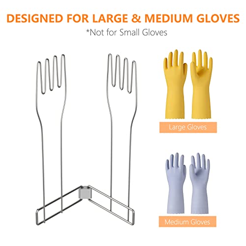 KORRTFID Kitchen Glove Holder,Stainless Steel Glove Rack,Kitchen Vertical Glove Support Multi-Purpose Glove Drain Rack,Collapsible Glove Drying Stand,Rubber Glove Drying Rack,Mitten Rack(Large)