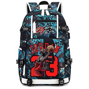 yunzyun basketball player j-ordan multifunction backpack travel laptop fans multicolor bag for men women (light blue - 5)