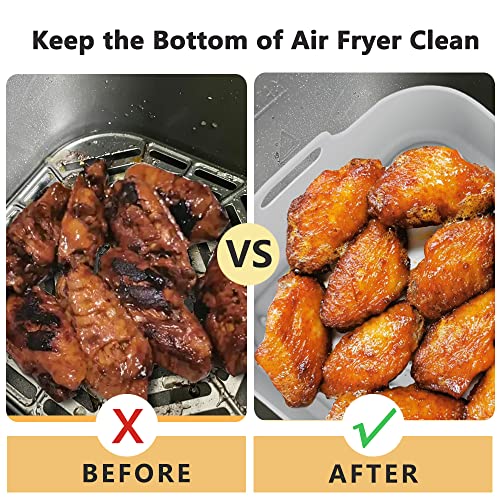 Vilei 2PCS Air Fryer Silicone Liners 8 Inch Square Food Safe Non-Stick Air fryers Basket Oven Accessories, Reusable Replacement of Flammable Parchment Liner Paper Fits above 6 QT Square Air Fryers