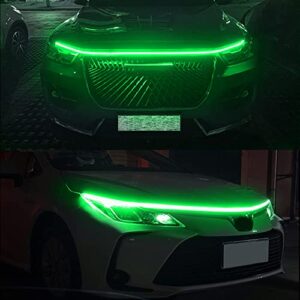 Chemini Led Hood Light for Truck Flexible Car Hood Light 60 Inch Green Daytime Running Light 12V Flexible Headlight Waterproof Hood Led Light Strip for Truck, Vans, SUVs-1Pack