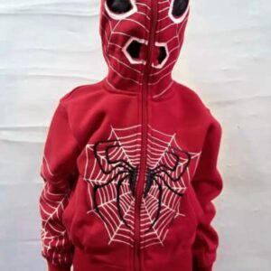 Women Vintage Print Oversized Hoodie Sweatshirt Grunge Graphic Zip Front Jacket Coat Plus Size Y2k Hooded Clubwear(spider web red,L)