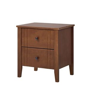 MUSEHOMEINC Mid Century Solid Wood Nightstand with Two Drawers for Bedroom or End Table for Living Room