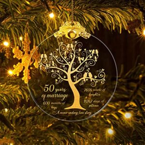 50th wedding anniversary ornament, 50th anniversary wedding gift, 50 years as mr. & mrs. christmas glass ornament gift for 50 years couple husband wife married parents grandparents anniversary