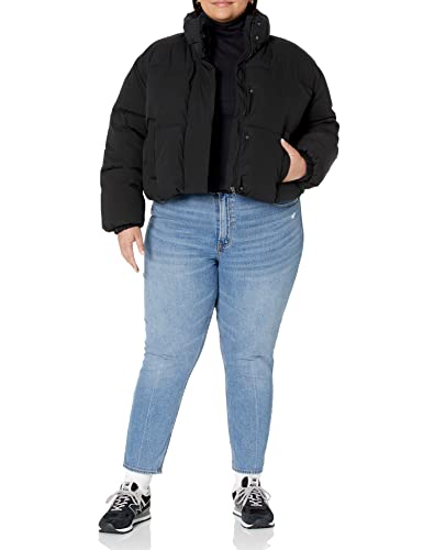 Amazon Essentials Women's Crop Puffer Jacket (Available in Plus Size), Black, Medium