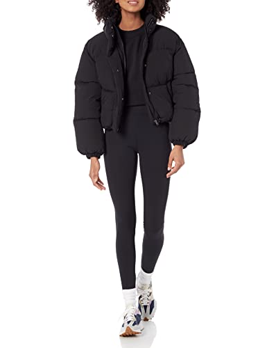 Amazon Essentials Women's Crop Puffer Jacket (Available in Plus Size), Black, Medium