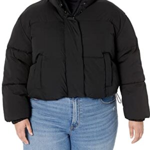 Amazon Essentials Women's Crop Puffer Jacket (Available in Plus Size), Black, Medium