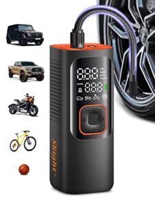 skight tire inflator portable air compressor - powerful 160psi & 2x faster, accurate pressure lcd display, cordless easy operation - portable air pump for car, motorcycle, e-bike, ball
