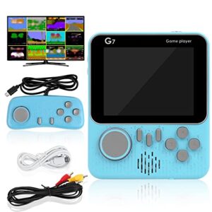 osdue retro handheld game console,portable video game consoles with 666 classic games, 3.5 inch color screen 1200mah rechargeable battery retro game console supports tv connection and 2 players（blue）