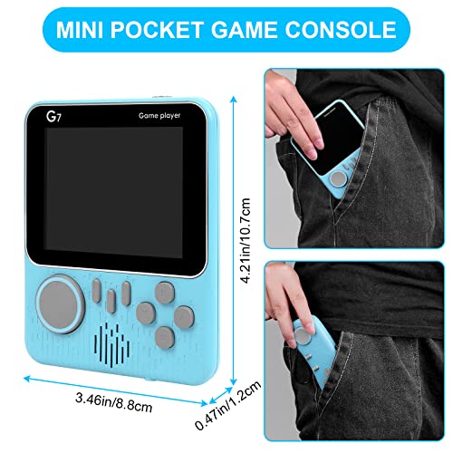 OSDUE Retro Handheld Game Console,Portable Video Game Consoles with 666 Classic Games, 3.5 Inch Color Screen 1200mAh Rechargeable Battery Retro Game Console Supports TV Connection and 2 Players（Blue）