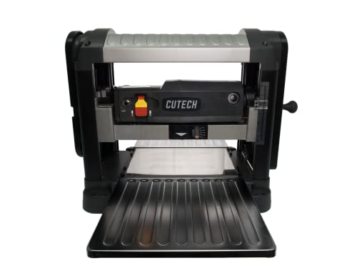 Cutech 40200H 13-Inch Spiral Cutterhead Benchtop Planer with 26 Tungsten Carbide Inserts, Snipe Lock, and Side Crank