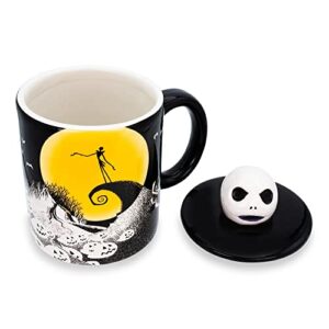 Disney The Nightmare Before Christmas Jack Skellington Spiral Hill 18-Ounce Ceramic Mug With Sculpted Lid