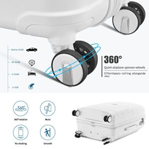 Somago PP Hardside Luggage with Spinner Wheels Suitcase with TSA Lock, Creamy White, Checked-Large 28-Inch