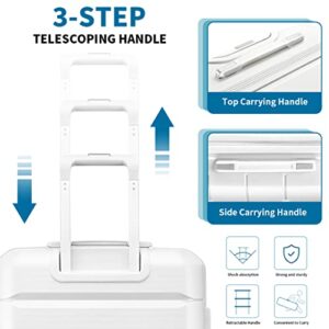 Somago PP Hardside Luggage with Spinner Wheels Suitcase with TSA Lock, Creamy White, Checked-Large 28-Inch