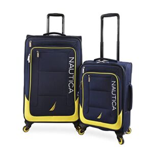 nautica helios 2pc softside luggage set, navy yellow