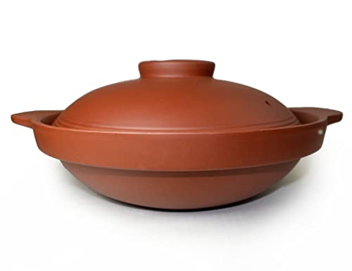 ZHCHSH Casserole Pot Clay Bowl 40oz Red Shallow Pan for Cooking Dolsot Bibimbap Soup Exclusive Japan Korea Style