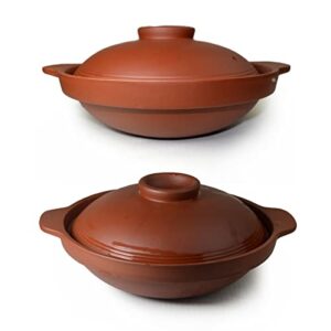 ZHCHSH Casserole Pot Clay Bowl 40oz Red Shallow Pan for Cooking Dolsot Bibimbap Soup Exclusive Japan Korea Style