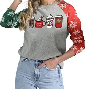 Christmas Sweatshirt Women Merry and Bright Christmas Shirt Funny Cute Ice Cream Graphic Tee Xmas Holiday Shirts