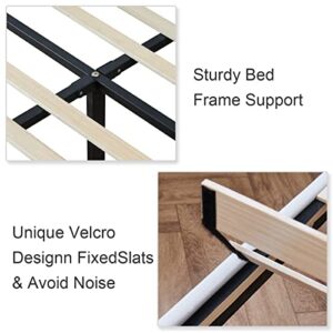 Molblly Full Bed Frame Upholstered Platform with Headboard and Strong Wooden Slats, Non-Slip and Noise-Free,No Box Spring Needed, Easy Assembly,White