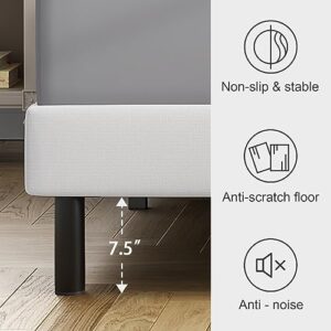 Molblly Full Bed Frame Upholstered Platform with Headboard and Strong Wooden Slats, Non-Slip and Noise-Free,No Box Spring Needed, Easy Assembly,White