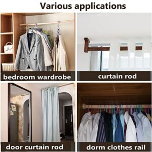 1 PCS Wooden Round Wardrobe Closet Rod for Hanging Clothes Premium Closet Pole Wardrobe Cross- bar Clothes Hanging Rods Natural Wood Wardrobe Closet Rod with End Supports for Closet Storage