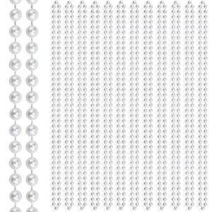 12 Pieces Faux Pearl Necklaces, 31inch White Fake Pearl Bead Garland, Plastic Beaded Costume Jewelry Flapper Party Accessories for Wedding Bridal Shower Birthday Tea Party Decorations Party Favors