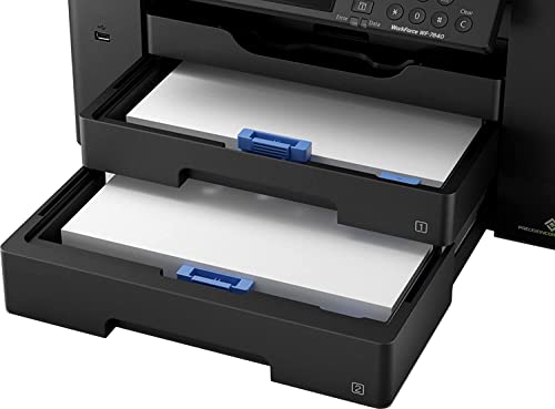 Epson Workforce Pro WF-7840 Wireless Wide-Format All-in-One Color Inkjet Printer - Print Scan Copy Fax - 4.3" LCD, 25 ppm, 4800 x 2400 dpi, 13" x 19", 50-Sheet ADF, Auto 2-Sided Printing, Ethernet