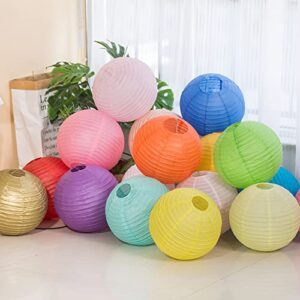 Chinese Style Paper Lanterns, Set of 5, Suitable for Party Decoration (Yellow, 10in)