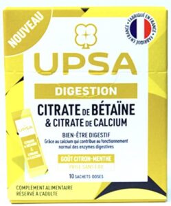betaine & calcium citrate by upsa france for digestive comfort-pack of 10 sachets doses