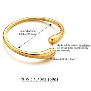 WOWORAMA Gold Cuff Bracelets for Women 18K Gold Plated Teardrop Chunky Open Cuff Bangle Bracelets Simple Polished Gold Wrist Cuffs Bracelet Fashion Jewelry Gifts