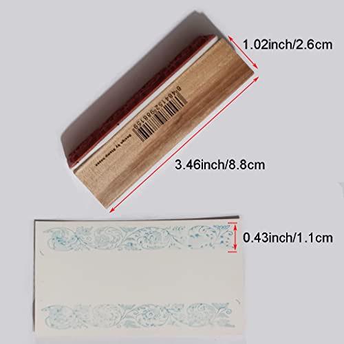 2 Pcs Wooden Stamps Set Rectangle Vintage Border Rubber Stamps for Card Making Wooden Rubber Stamps for DIY Craft Card Making Letters Diary Craft Scrapbooking