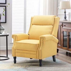 altrobene modern accent chair, push back recliner chair, wingback arm chair for living room/bedroom/small spaces, yellow