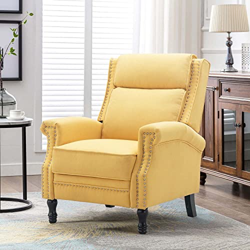 Altrobene Modern Accent Chair, Push Back Recliner Chair, Wingback Arm Chair for Living Room/Bedroom/Small Spaces, Yellow